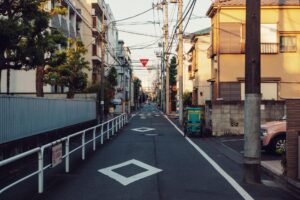 日本の町の道